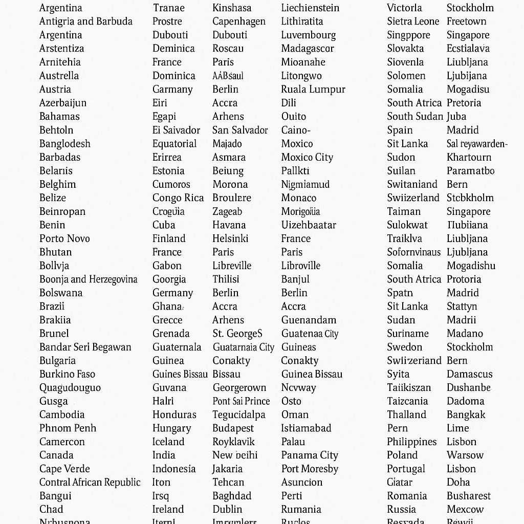 all country names list with capital pdf