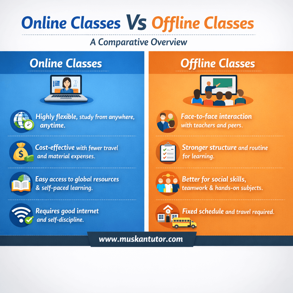 difference between online and offline classes